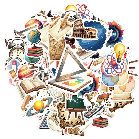 Educational Stationery Stickers Science PVC Stickers History Funny Stickers for Laptops Notebooks Suitcases
