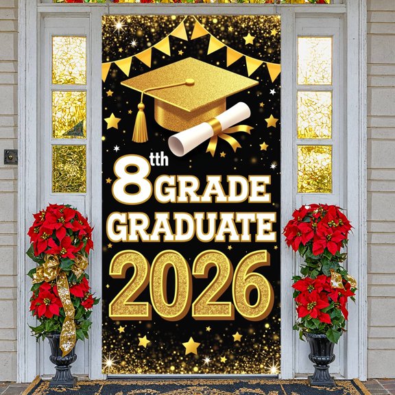 Educational Theme Next Stop High School Banner Graduation Elements Graduation Display School Supplies Design Star Decorated School Transition Backdrop for Middle School Graduation High School