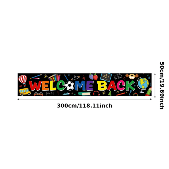 Educational Theme Welcome Back Banner Fun Elements Classroom Decor for School Events Teacher Students