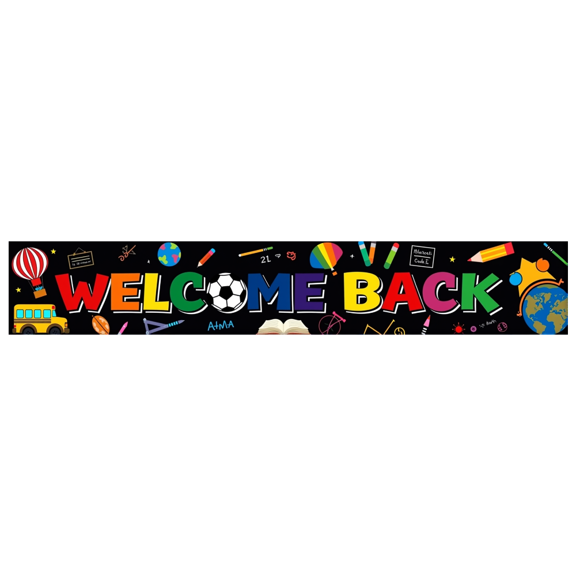 Educational Theme Welcome Back Banner Fun Elements Classroom Decor for School Events Teacher Students