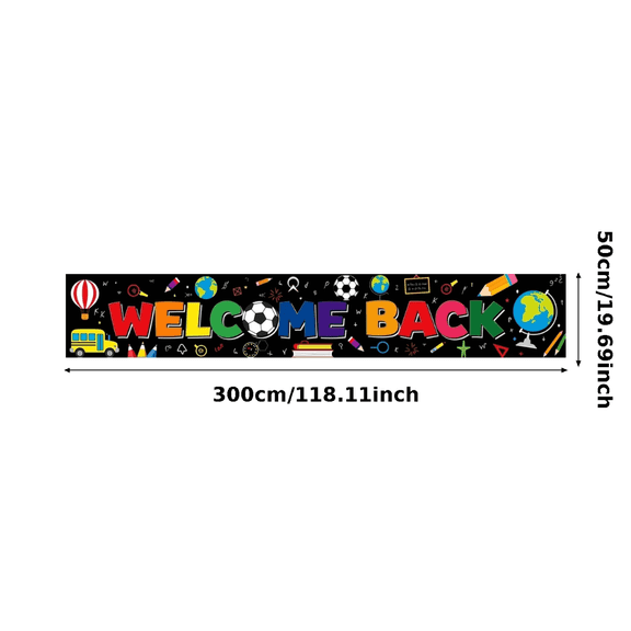 Educational Theme Welcome Back Banner Fun Elements Classroom Decor for School Events Teacher Students