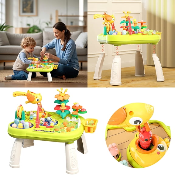 Educational Toy Table for Toddlers Multifunction Learning Activity Table for Babies 18 Months and Up, 35x25x26 cm, Green