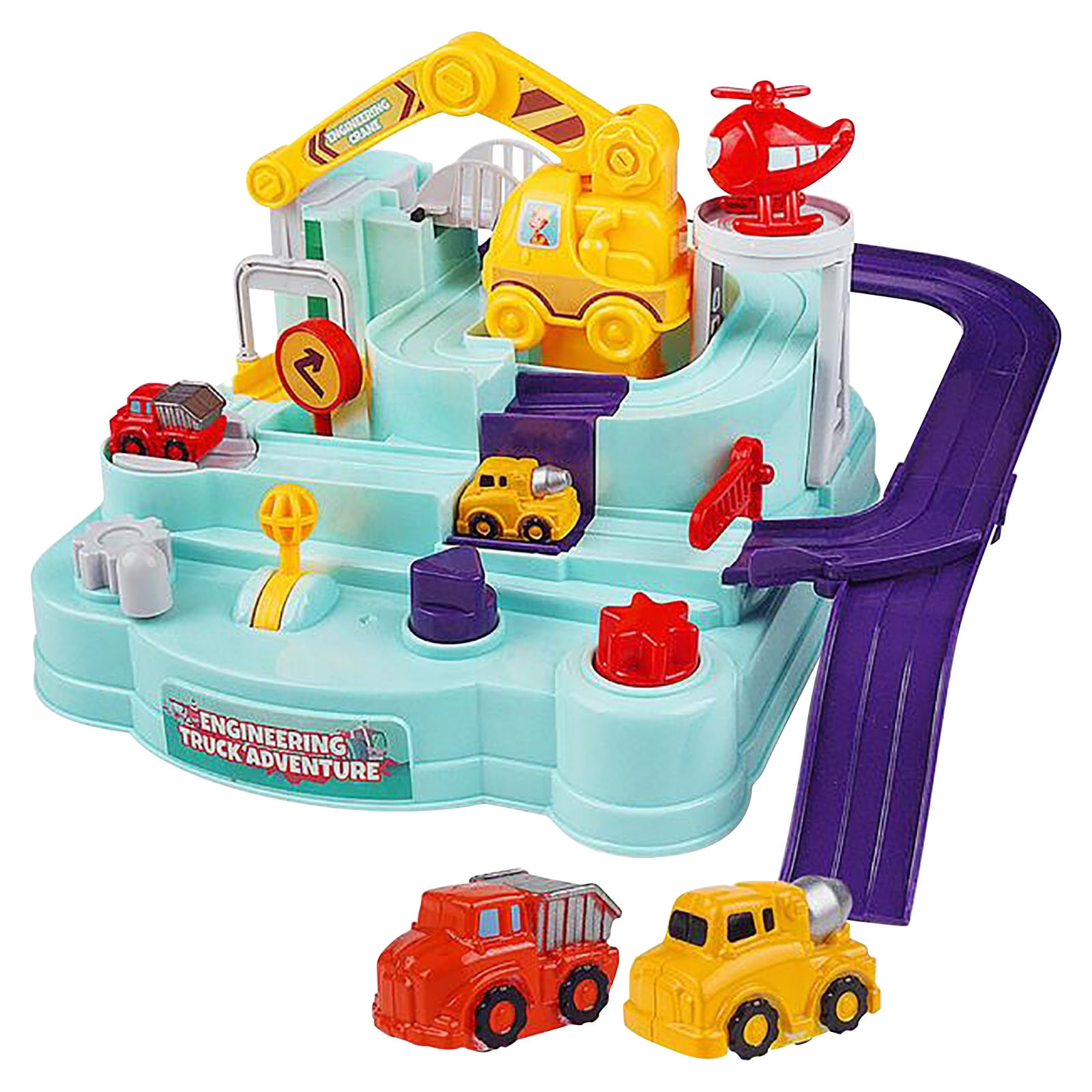 Educational Toys for 3 Year Old Kids Gift Train Track Toy Montessori Race Car Set Mechanical Adventure Educational Toddler Race Tracks Car for Boys And Girl Kids Educational Toys Abs Plastic