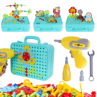 Educational Toys Building Blocks, 232 Pieces Electric Screwdriver DIY Building Toys for Boys and Girls, STEM Educational Construction Building kit for Kids Ages 3+
