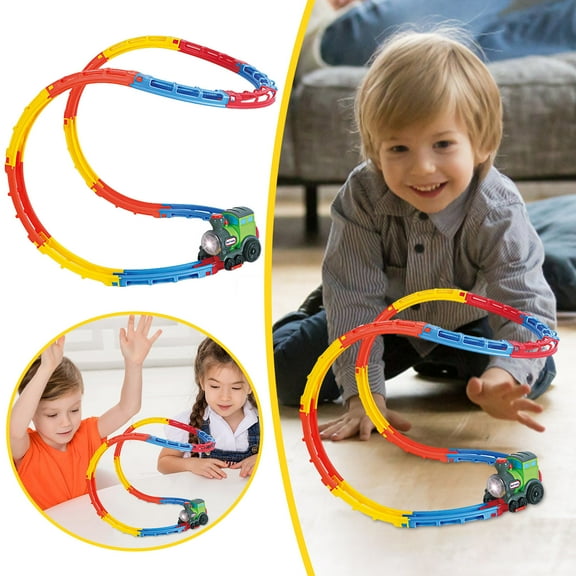 Educational Train Track Playset Interactive Rolling Development Toy for Kindergarten Boys Kids Learning Present