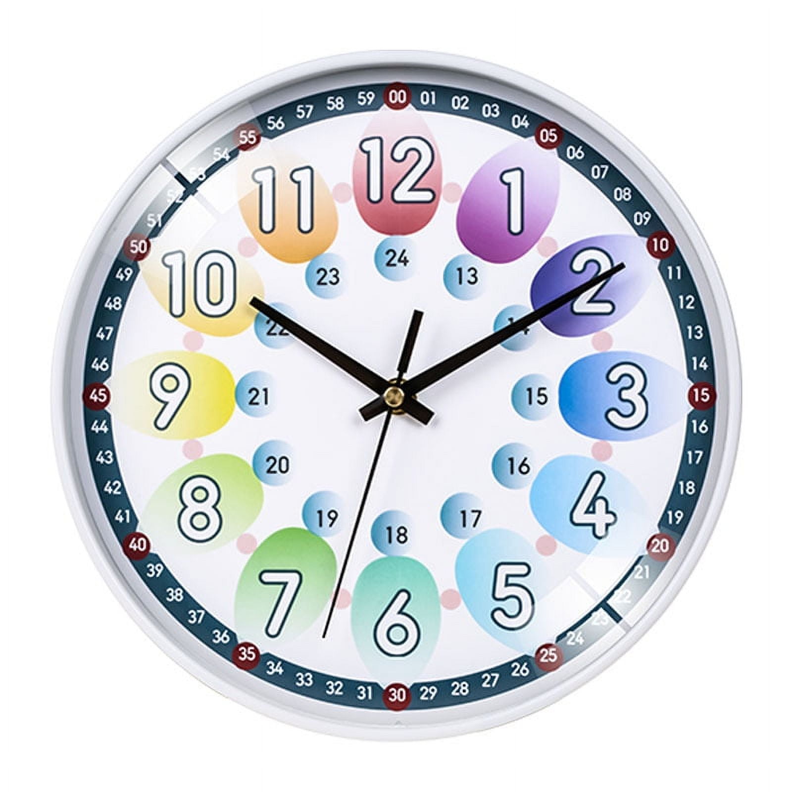 Educational Wall Clock for Kids with Silent Movement and Numerals,Great