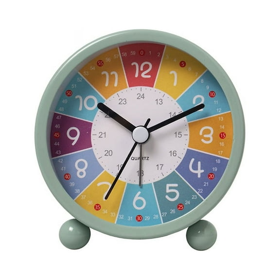 Educational Wall Clock for Kids Learning Time, Silent Non-Ticking Decorative Clock for Classrooms or Bedrooms Green,1 x Alarm clock,Green