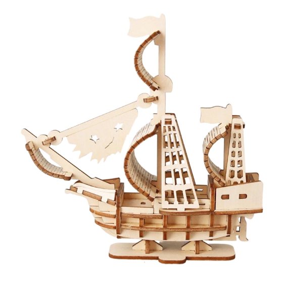 Educational Wooden Ship Building Set, Sailing Structure Activity for Family Craft Learning, Classroom Demonstration and Finished Shelf Display
