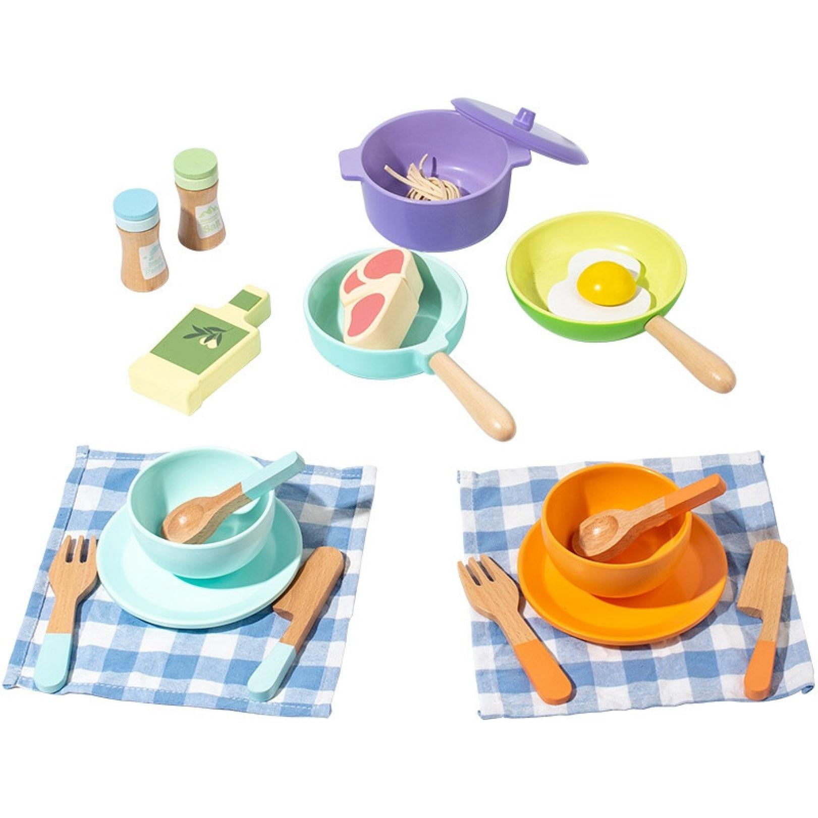 Educational Wooden Toy Kitchen Set For Kids Pretend Play And Montessori ...