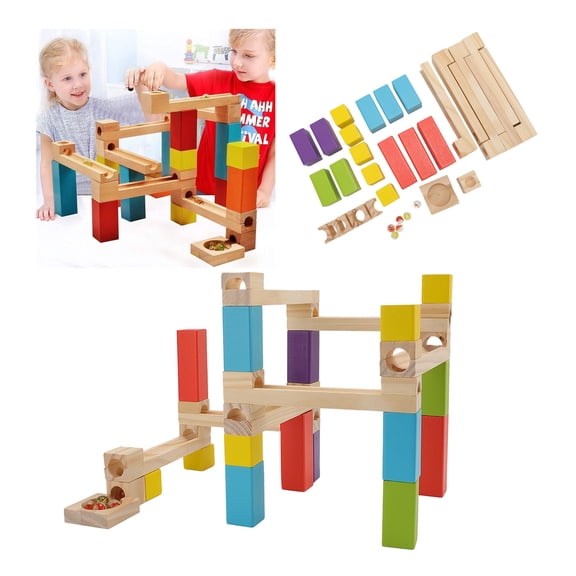 Educational Wooden Track Building Set for Kids Ages 3 to 6 Years Old Assembly Construction Toy for Spatial Perception and Games