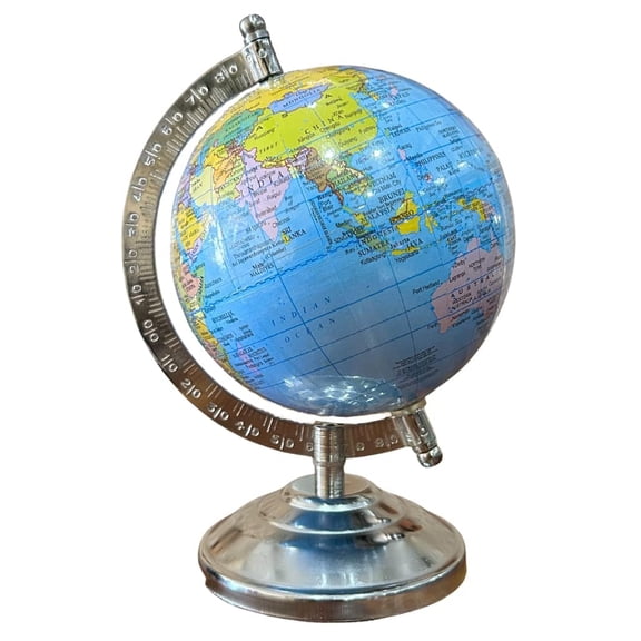 Educational World Globe 5 Inch With Heavy Steel Base, Political Globe For Home & Office Decor, For Kids & Students Learning, World Globe With Steel Arc, Pack Of 1