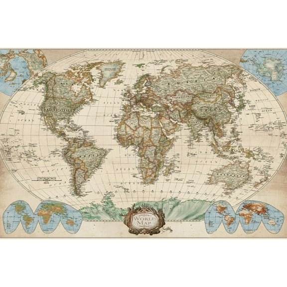 Educational World Map Art Print by Elizabeth Medley, 24" x 16", Sold by Art.com
