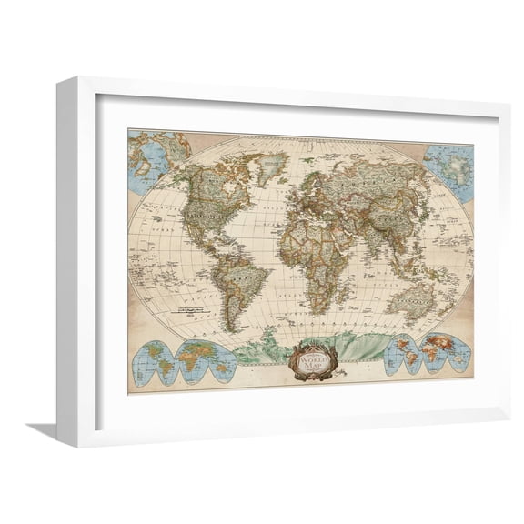 Educational World Map Framed Premium Giclee Print by Elizabeth Medley, 18" x 12", Sold by Art.com