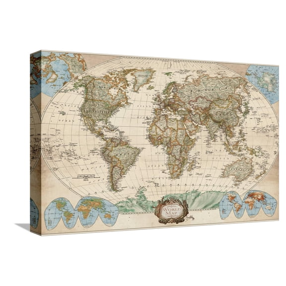 Educational World Map Stretched Canvas Print by Elizabeth Medley, 18" x 12", Sold by Art.com