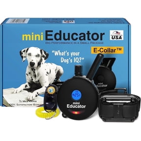 E-Collar Et‑300 Black Mini Educator Dog Training Collar with Petstek Clicker - 1/2 Mile Range, Waterproof, 100 Blunt Stimulation Levels, Tone or Vibration Mode, Night Light Tracking for Small, Medium