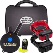 The Educator K9 Handler K9-802 Remote Training E-Collar Tactical Dog Training Made Easy 1-Mile Range 2-Dog System 33 Bungee Collar 100 Static Stimulation Levels with  Lock and Set  Pavlovian Tone