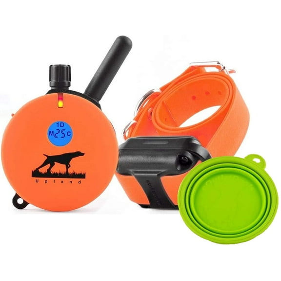 Educator Upland UL-1200 Hunting Dog Training Collar LED Light 1-2 Dog Behavior Trainer w/Handheld Remote- 60-Level Vibrations, 1-Mile Range - Includes eOutletdeals Travel Bowl
