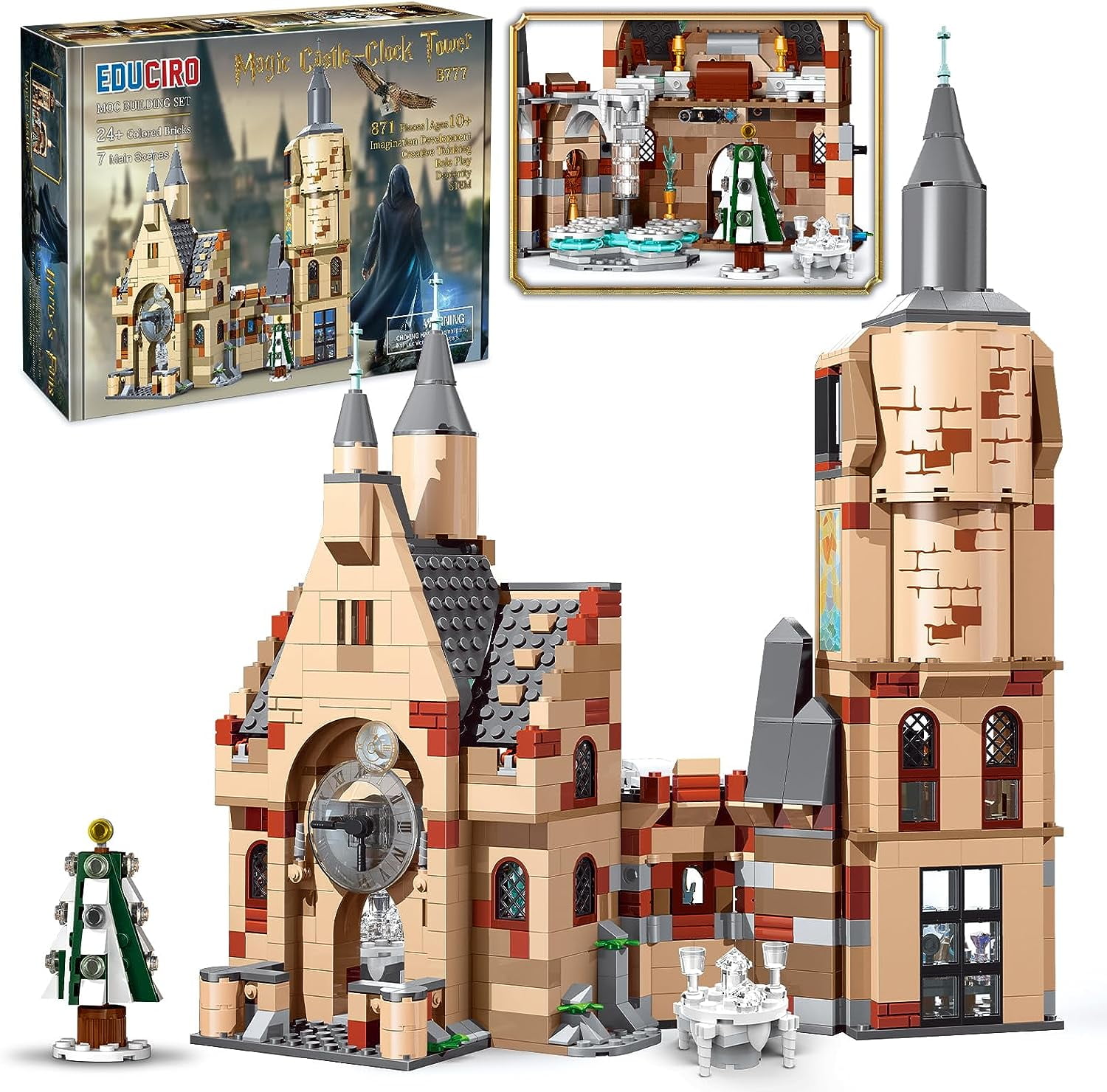 Educiro Harry Potter Clock Tower and Hogwarts Castle(871 Pieces), Build