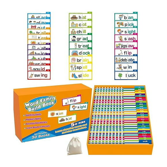 #Edulok# Word Families, Letter Sounds Flash Cards, ABC Vocabulary Flash Cards, Kindergarten Sight Word Flash Cards, Learn to Read Phonics Flash Cards, Read and Rhyme Flip Activity Book, Reading Games