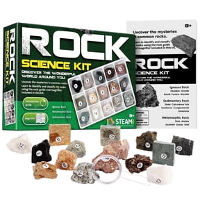 Piano Potato 15PCS Rock & Stone Collection Kit, Geology Minerals Set with Collector Box, STEM Science Gift for Kids Ages 6+