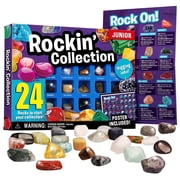 Piano Potato 24PCS Rocks Collection Kit,Gemstones Mineral Set,STEM Educational Gems Toy for Child Age 6-12