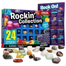 Eduman 24PCS Rocks Collection Kit,Gemstones Mineral Set,STEM Educational Gems Toy for Child Age 6-12
