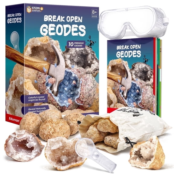 Piano Potato Break Open 10 Premium Geodes, Geology Geode Kit, STEM Educational Toy, Birthday Gift for Boys & Girls Ages 6-12