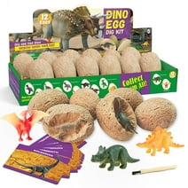 Eduman Dino Eggs Dig Kit, 12Pcs Dinosaur Toys, Dinosaur Eggs Excavate Kit for Children, STEM Science Dinosaur Party Favors