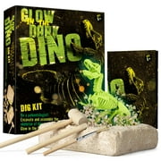 Eduman Dino Skeleton Dig Kit, Glow in the Dark Dino Fossil, Science Excavation Toy for Child Age 4-12