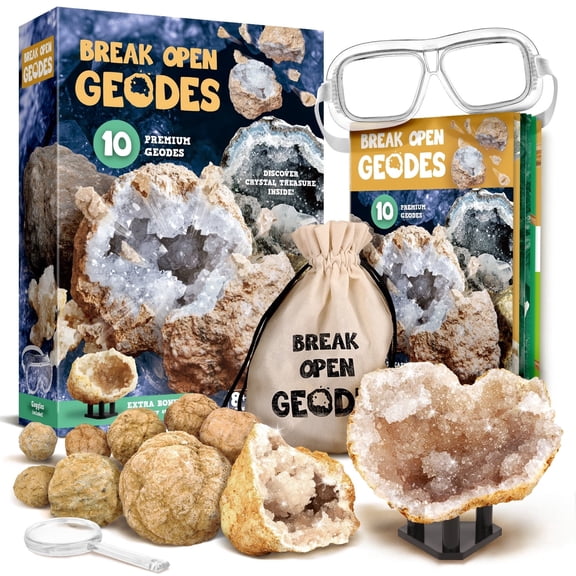 Piano Potato Geodes Kit, Break Open 10 Premium Geodes, STEM Educational Geology Toys Science Kit ,Gift for Child Age 6