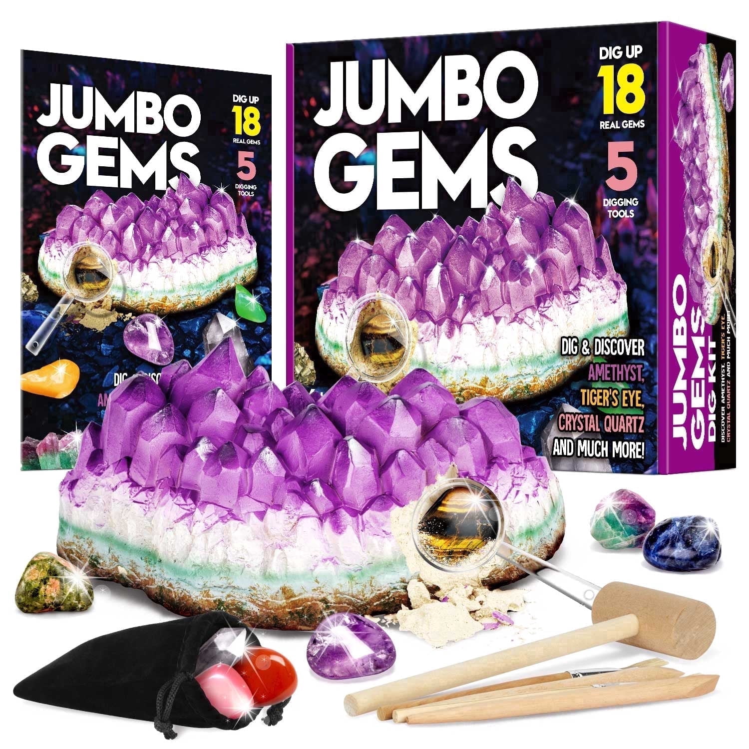 ゴン太　diggin ice ５枚セット Eduman Jumbo Gemstone Discovery Kit, 18 Real Gems and Rocks
