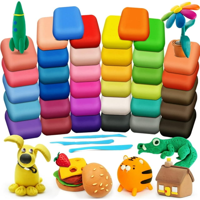 Edunwind Modeling Clay for Kids 24 Colors Non-Toxic Self Drying Soft Clay for Kids and Adults, Gift for Boys and Girls,Kids' Art Clay & Dough