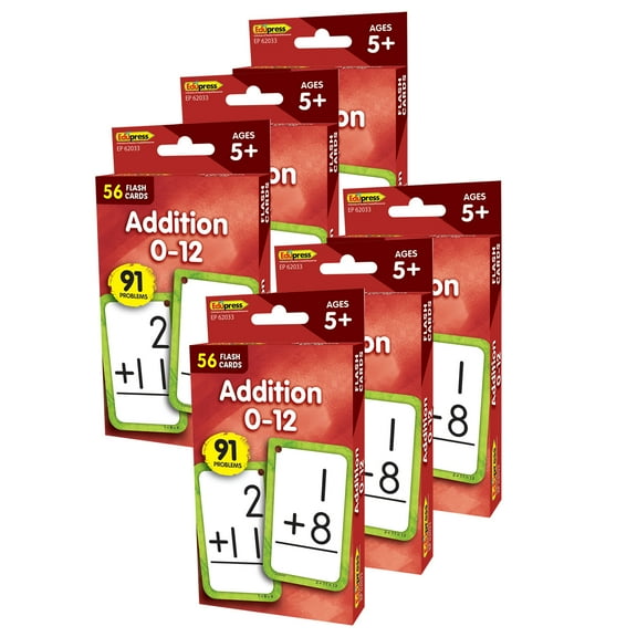 Edupress Addition 0-12 Flash Cards, 6 Packs