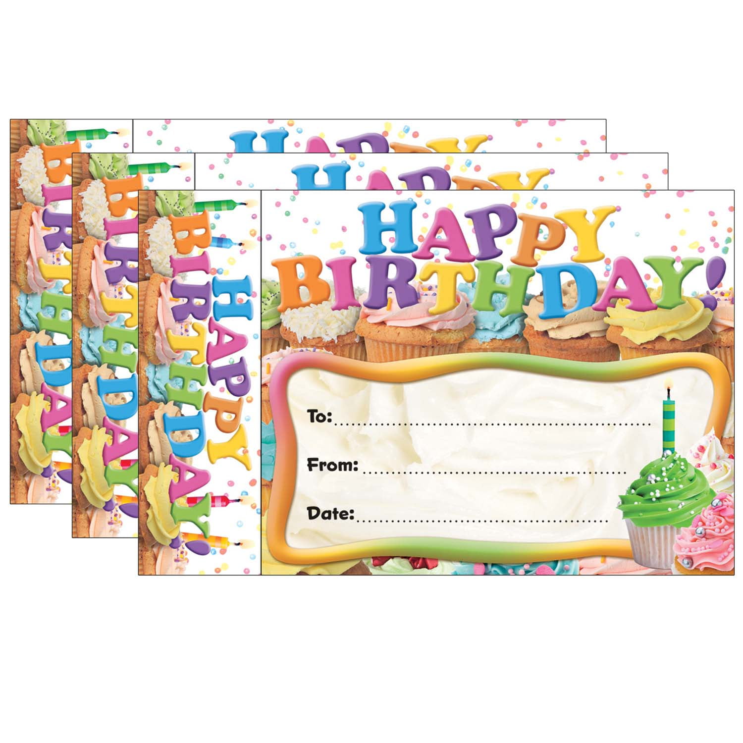 Edupress Happy Birthday Cupcakes Bookmark Awards, 30 Per Pack, 3 Packs