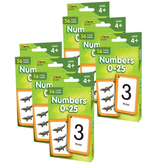 Edupress Numbers 0-25 Flash Cards, 6 Packs