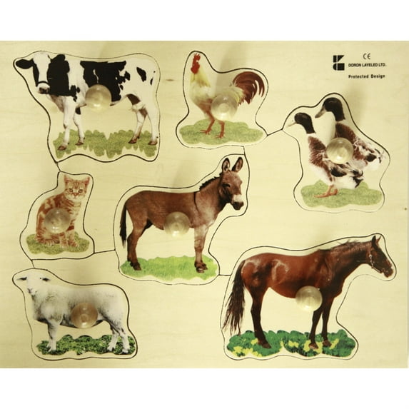 Edushape Large Knob Puzzle, Farm Animals Theme, 7 Pieces