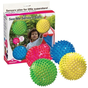 4 Balles Sensorielles Edushape Pour Bébé - Texture Picotée, Couleurs Vives - Diamètre 10 Cm - Stimulation Motricité & Sensorielle - Dès 6 Mois