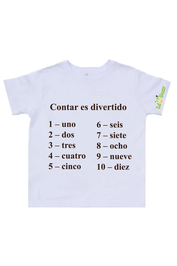 (Unisex) Contar Es Divertido (Counting Is Fun) Graphic Educational Graphic short sleeve T-shirt (Little Girls, Little Boys)