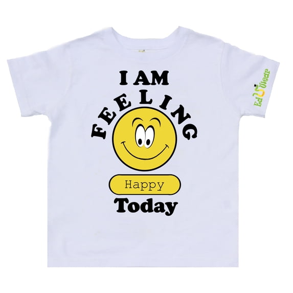 Eduwear (Unisex) I Am Feeling Happy Expression Graphic short sleeve T-shirt (Little Girls, Little Boys)