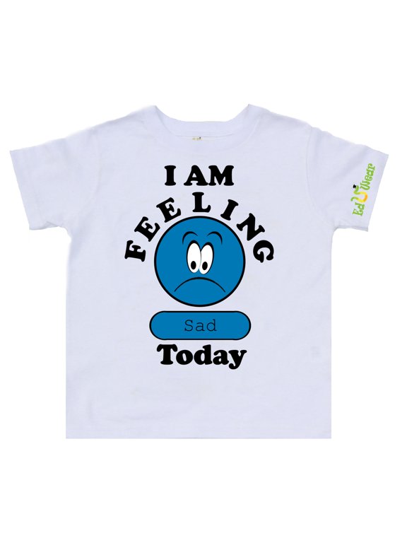(Unisex) I Am Feeling Sad Expression Graphic short sleeve T-shirt (Little Girls, Little Boys)