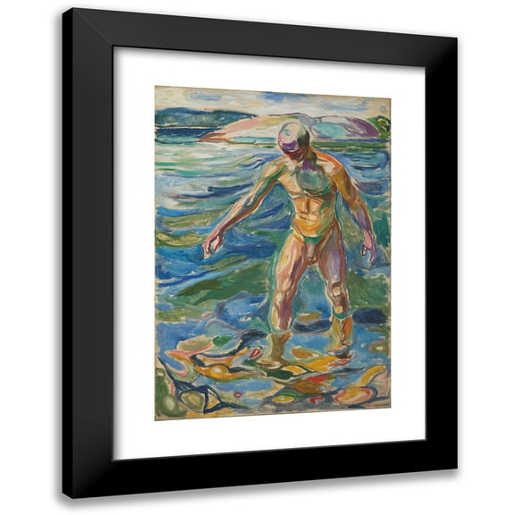 Edvard Munch 11x14 Black Modern Framed Museum Art Print Titled - Bathing Man (1918)