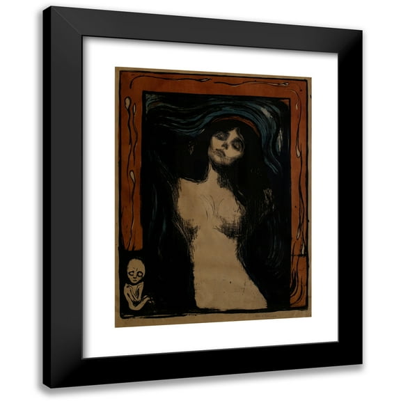 Edvard Munch 11x14 Black Modern Framed Museum Art Print Titled - Madonna (1895)