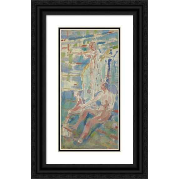 Edvard Munch 11x18 Black Ornate Wood Framed Double Matted Museum Art Print Titled - Men Turned Towards the Sun (1912-13)