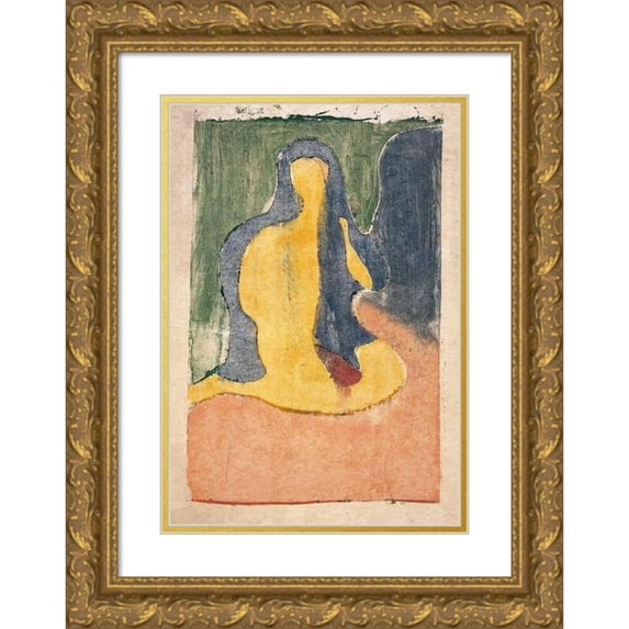 Edvard Munch 13x18 Gold Ornate Wood Frame and Double Matted Museum Art Print Titled - Seated Act (1915)