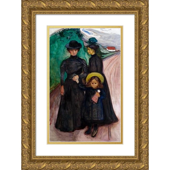 Edvard Munch 13x18 Gold Ornate Wood Frame and Double Matted Museum Art Print Titled - The Family (The Book Family) (1903)