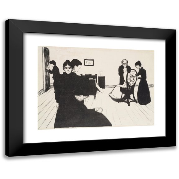 Edvard Munch 14x11 Black Modern Framed Museum Art Print Titled - Death in the Sickroom (1896)