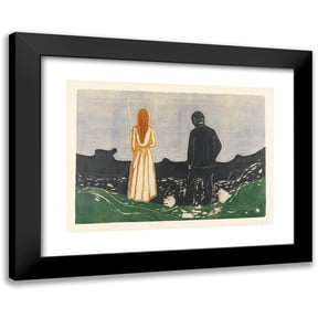 Edvard Munch 14x11 Black Modern Framed Museum Art Print Titled - Two Human Beings. the Lonely Ones (1899)