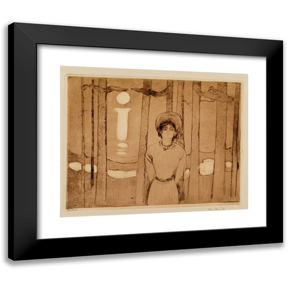 Edvard Munch 14x12 Black Modern Framed Museum Art Print Titled - Summernight. the Voice (1985)