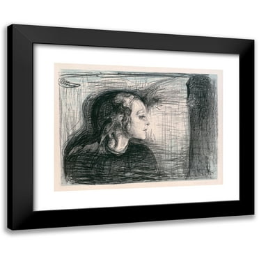 Edvard Munch 14x12 Black Modern Framed Museum Art Print Titled - The Sick Child I (1896)