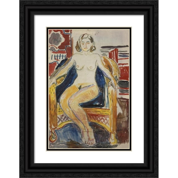 Edvard Munch 14x18 Black Ornate Wood Framed Double Matted Museum Art Print Titled - Girl from Nordland (1932)